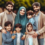 یک زن و شوهر ایرانی محجبه با ۴ فرزند با حال خوب