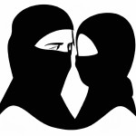یک تصویر طراحی شده از زن و شوهر باحجاب