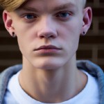 Create a hyper-realistic and incredibly detailed portrait of the person in the uploaded image, maintaining the exact facial features. The image should be a slightly wider portrait frame, showing from the top of the head to mid-chest (upper torso). The individual has fair skin and dark hair, and is looking directly into the camera with a serious expression.

Their face is wet, with realistic water droplets visible on the skin. The lighting is dark and moody, with the face dramatically illuminated
