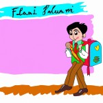 عکس کارتونی پسر ایرانی کلاس اول ابتدایی که در حال رفتن به مدرسه است