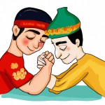 رستم در حال مچ انداختن با حافظ