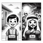 یک تصویر داستانی از عاقبت کار نیک و بد بده