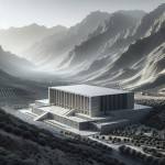 نما ساختمانی برام طراحی کن طول اون 186 متر ارتفاع 14 اون در مرکز استان چهارمحال بختیار هست می خوام سقف اون صاف هست یک طرف اون کوه هست و ساختمان تو شیب هست