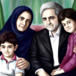 روحانی جوان عمامه سفید با خانواده