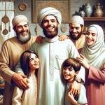 آخوند با عمامه سفید و خانواده شاد