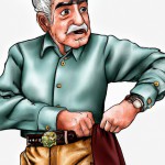 پیرمرد ایرانی در حال بستن کمربند شلوار