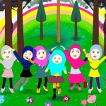 ۵ تا دختر بچه بانمک و با حجاب که خوشحالند در پارک هستند