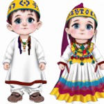 یک دختر و پسر دو ساله زیبا با لباس های محلی سیستان بلوچستان