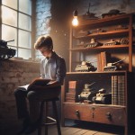 پسر بچه در کنار تانک ها درس می خواند