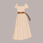 لباسی ساده با رنگ کرمی . کمر بند قهوه ای م