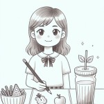 نقاشی ساده  در مورد بخورید و بیاشامید  ولی اسراف نکنید برای دانش آموز دختر  پایه ششم ابتدایی می خواهم