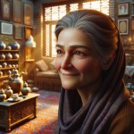 Prompt 2 (Revised): Realistic & Emotional

Focus: Depicting the practical application of the Hadith through a tender, realistic scene of filial piety in a traditional Iranian home.

Prompt:
"Photorealistic,emotional scene. Inside a warm, traditionally decorated Iranian home. A middle-aged Iranian mother with a beautiful, kind face, radiating contentment and