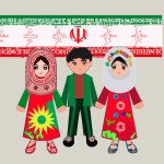 کودکان ایرانی با لباس محلی و پرچم ایران