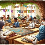 پوستر در مورد هفته قرآن عترت و نماز با حضور دانش آموزان