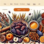 تصویر بنر افقی زیبا برای بالای صفحه یک فروشگاه اینترنتی با محصولات ارگانیک مانند خرما، عسل و زعفران