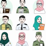 تصویری از یک پلیس آقا، یک معلم خانم، یک آقای رفتگر ، یک خانم داروساز، یک آقای مهندس و یک خانم کتابفروش خانم ها همه با حجاب باشند