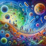 یک دنیای تخیلی که همه موجودات ریز مثل باکتری‌ها، ویروس‌ها و سلول‌ها قابل دیدن هستند. انسان‌ها و حیوانات در تعامل با این موجودات رنگارنگ و بزرگنمایی شده‌اند، سبک علمی-تخیلی و رنگارنگ.