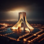 برج آزادی تهران در شب