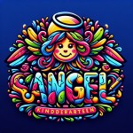 یه لگو بساز که برای مهد کودک باهش روش با فونت بچگانه نوشته باشه مهد کودک فرشتگان و از رنگ های زنده استفاده کن