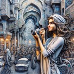 یک دختر خوشگل ایرانی دوربین به دست در خیابان