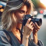 Realistic candid street photography, a beautiful blond woman» holding a DSLR camera, actively taking a photo on a city street, natural daylight, modern casual outfit, authentic facial features, detailed hair strands, sharp focus on subject and camera, shallow depth of field, Momm lens look, cinematic color grading, high resolution, bokeh background, realistic skin
«texture