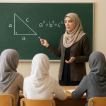یک معلم باحجاب در حال درس دادن به دانش آموزان باحجاب برام بساز