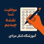 یه عکس میخوام برای بنر سایت آموزشگاه کنکور حرفه ای باشه خفن و خاص نشون دهنده یک دست باشه که داره پاسخبرگ پر میکنه مینیمال شیک حرفه ای پالت رنگی سورمه ای نارنجی با شعار برای موفقیت شما نقشه راه چیدیم