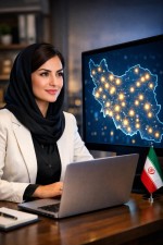 یک خانم کارآفرین ایرانی با اعتماد به نفس که پشت یک لپ‌تاپ نشسته و به یک مانیتور نگاه می‌کند که روی آن نقشه ایران با نقاط نورانی (نماد مشتریان هدف) می‌درخشد. حس قدرت در انتخاب مشتری درست.
- Prompt: