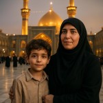 من و مادرم در کودکی در حرم امام حسین در بین الحرمین