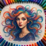 به وسیله ماژیک 36رنگ و کاغذ گلاسه A3به گونه ای که انگار یه آدم نقاشی کشیده به کمک اینها یک آدمی طراحی که با موهایی عجیب و جادوی و غیرواقعی طرح کن