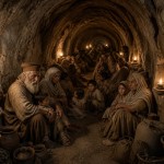 تصویر یک تونل زیر زمینی که پیرمردان و پیر زنان و کودکان در ایران باستان به آن پناه برده اند