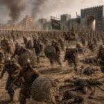 سپاه آشور که از برابر سپاه بابل باستان می گریزد