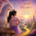 یک پوستر برام طراحی کن که توش یه دختر بچه نه ساله با موهای مشکی دم اسبی کنار یه اسب تک شاخ ایستاده و به آینده زیباشو نگاه می کنه و به ساز سنتور هم کنارش هست. روی لباسش نوشته مانیسا