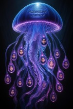 عروس دریایی آبی و بنفش، توی شاخک های عروس دریایی عکس دختران شهید مدرسه میناب رو بزار. توی سر عروس دریایی یک جمله برای همه ی شهیدان بنویس